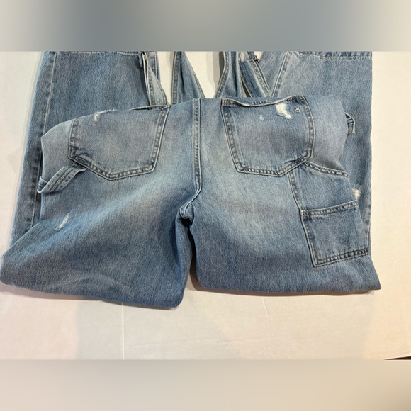 Buckle Hidden carpenter overalls, light wash, distressed, western, used, large - Picture 4 of 10